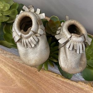 Freshly Picked Baby Gold Mocassins Size 1